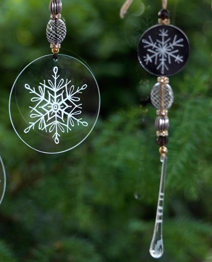 Engraved Glass Christmas Decorations
