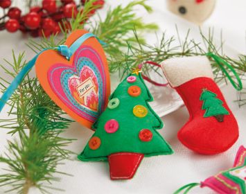 Stitched Felt Christmas Tree Decs Stitched Felt Christmas Tree Decs