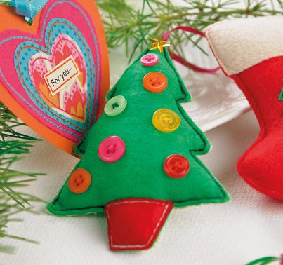 Stitched Felt Christmas Tree Decs