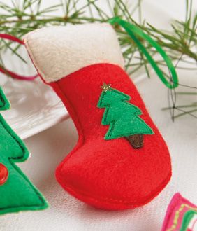 Stitched Felt Christmas Tree Decs