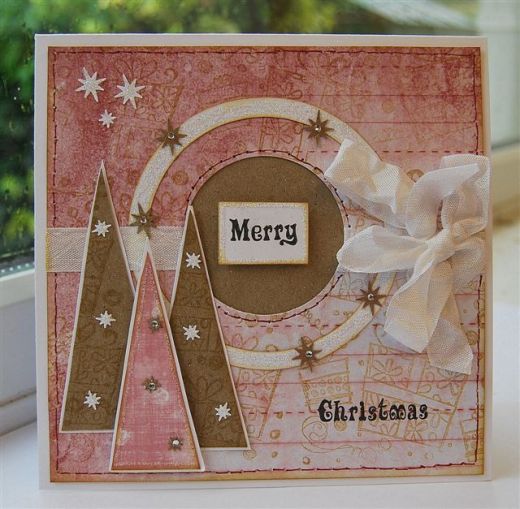 Pink Punched Christmas Card