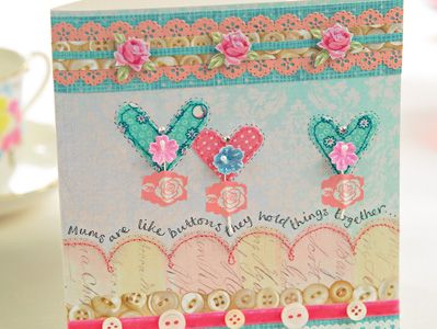 Stitched Feminine Card, Gift Tag & Fabric Heart