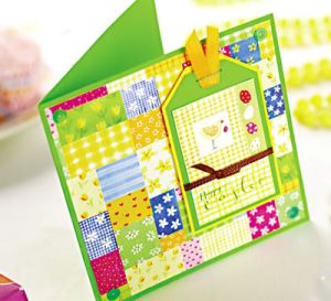 Yellow Gingham Tag Easter Card