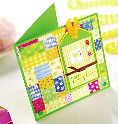 Yellow Gingham Tag Easter Card