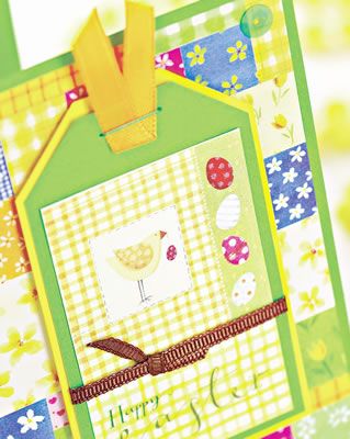 Yellow Gingham Tag Easter Card
