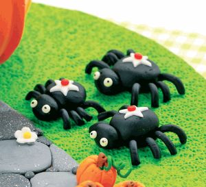 Pumpkin, Witch & Spider Polymer Clay Halloween Cake Topper