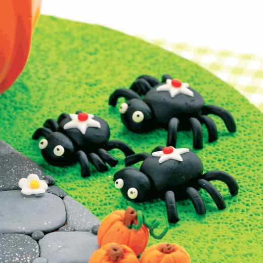 Pumpkin, Witch & Spider Polymer Clay Halloween Cake Topper