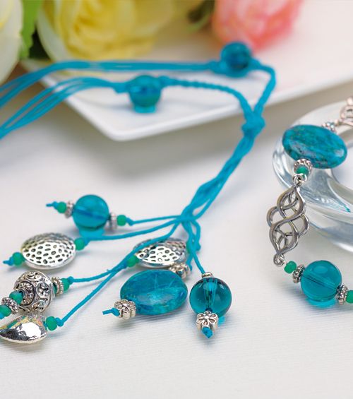 Silver Charm & Blue Bead Earrings