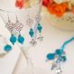 Silver Charm & Blue Bead Earrings