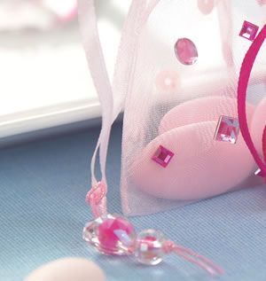 Pink Sequin Organza Gift Bags