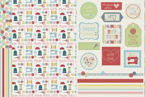 Stitched Themed Sentiments & Free Papers