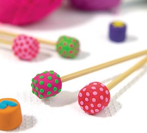 Polka Dot Clay Knitting Needle Ends