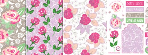 Feminine Rose Print Sentiments & Free Papers