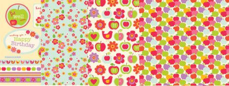 Apple, Floral, Bird Birthday & Well Wishes Free Papers and Sentiments