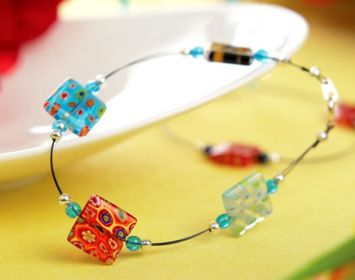 Square Glass Bead Necklace