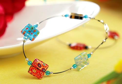 Square Glass Bead Necklace