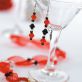 Red & Black Beaded Pendant & Earrings