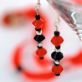 Red & Black Beaded Pendant & Earrings