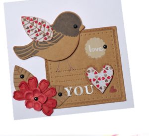 Kraft Paper Bird Love Card