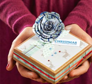 Scandi Christmas Gift Box Tutorial with Tartan Paper Flower