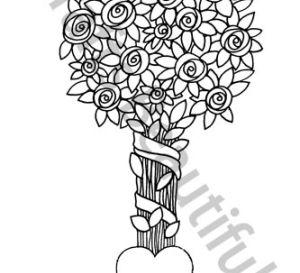 Heart & Flower Bouquet Free Digital Stamp