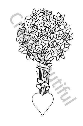 Heart & Flower Bouquet Free Digital Stamp