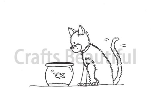 Cheeky Cat & Fish Motif Free Download