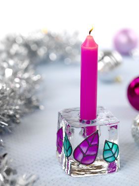 Handpainted Glass Candle Holder