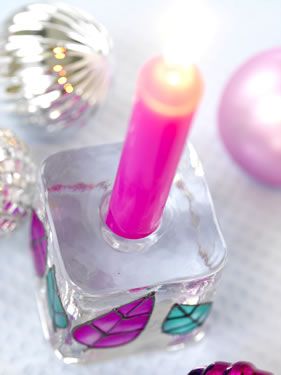 Handpainted Glass Candle Holder
