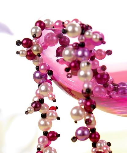 Red, Pink & Cream Glass Pearl Necklace