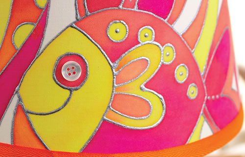Painted Fish Silk Lampshade