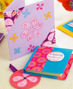 Stylish Painted Papercraft Notepad, Tag & Card