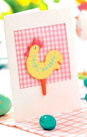 Painted Wooden Chick & Card Easter Set
