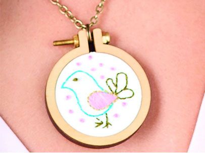 Embroider a Bird Pendant