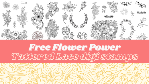 Free Tattered Lace Flower Power Digi Stamps