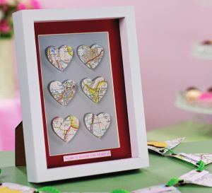 Box Frame And Greeting Heart Decorated With Maps