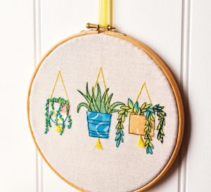 Embroidered Cacti Hoop Art