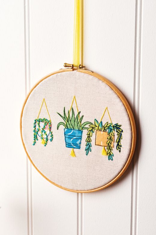 Embroidered Cacti Hoop Art
