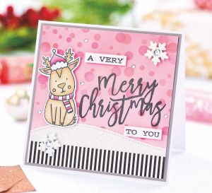 Snow Happy Stencilled and Stamped Card