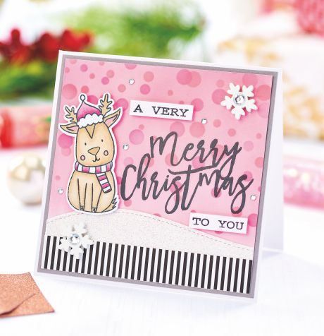Snow Happy Stencilled and Stamped Card