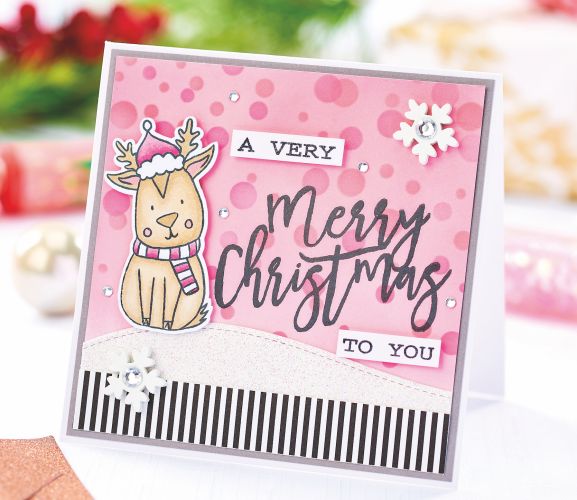 Snow Happy Stencilled and Stamped Card