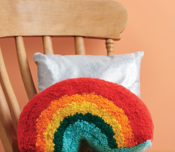 Rainbow Punch Needle Cushion