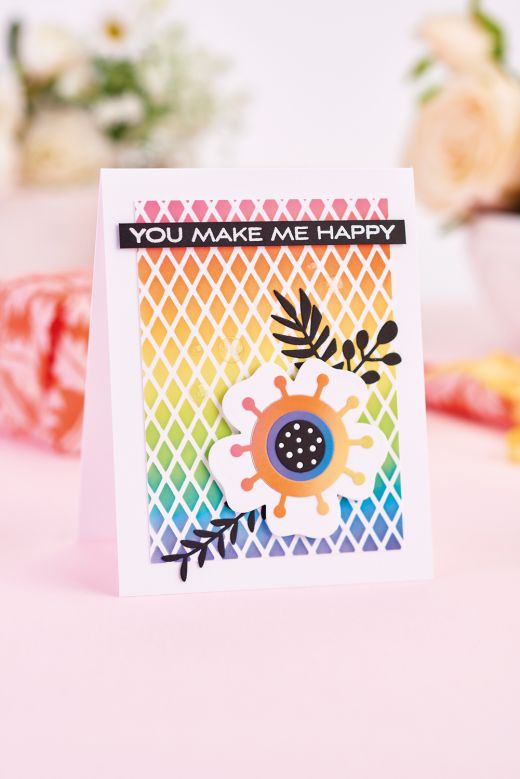 Colourful Simple Stencilled Flower Card