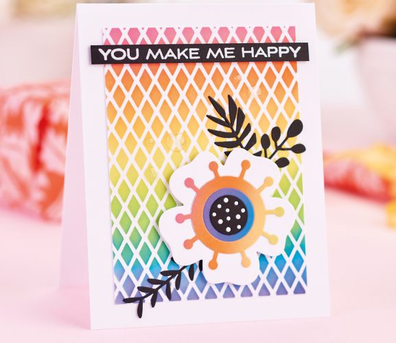 Colourful Simple Stencilled Flower Card