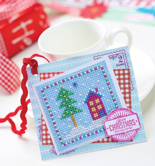 Cross-Stitched Christmas Hanger And Card