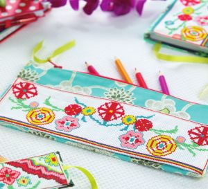 Cross-Stitched Stationery Set