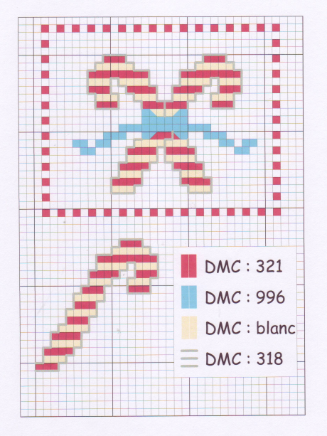 Candy Cane Cross-Stitch Chart