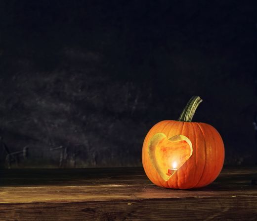 Carved Heart Pumpkins