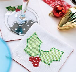 Christmas Holly Fabric Coasters Christmas Holly Fabric Coasters