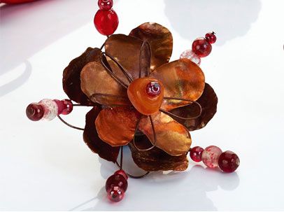 Create Copper Sheet Flowers Brooch